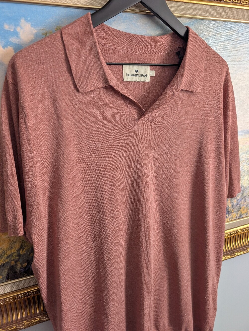 NWT The Normal Brand Linen Dusty Rose Knit Polo